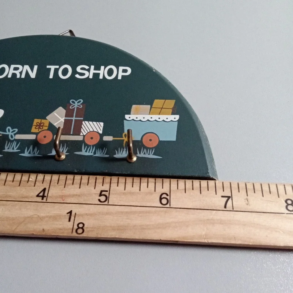 Vintage Born To Shop Goose Wooden Key Rack 4 Hook Wall Hanging Decor Teal
